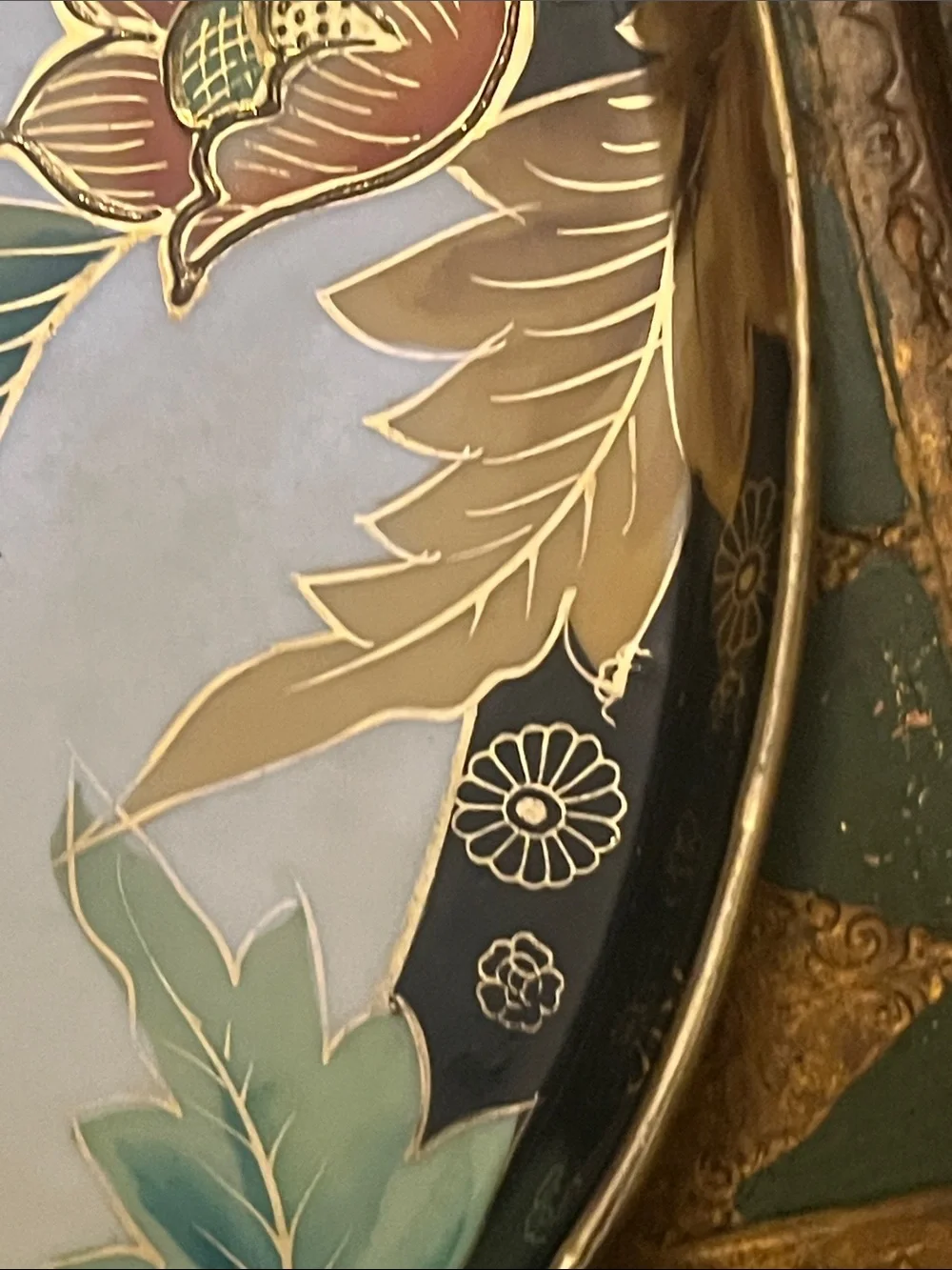 Tashiro shoten Mark Vintage 1940s hand painted platter with handles